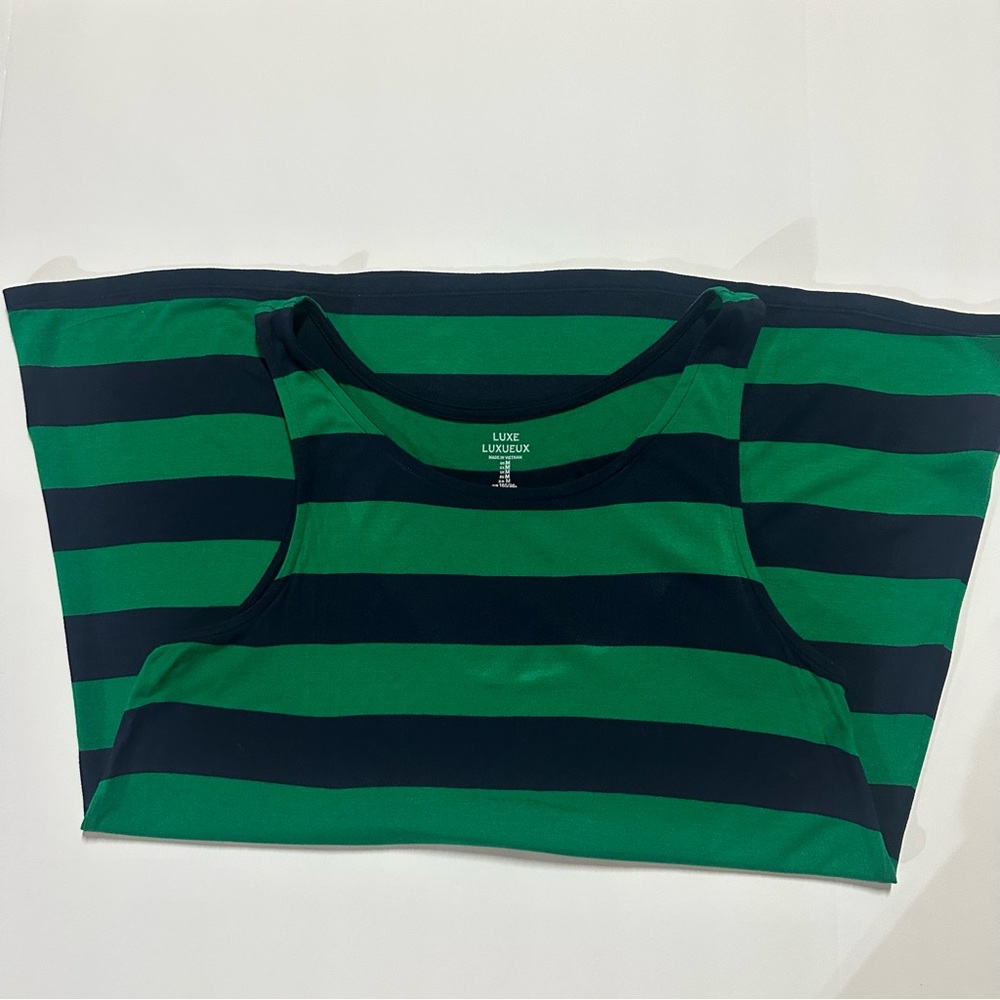 Gap Luxe Blue Green Stripped Flowing Tank Top New W/o Tags - Size M